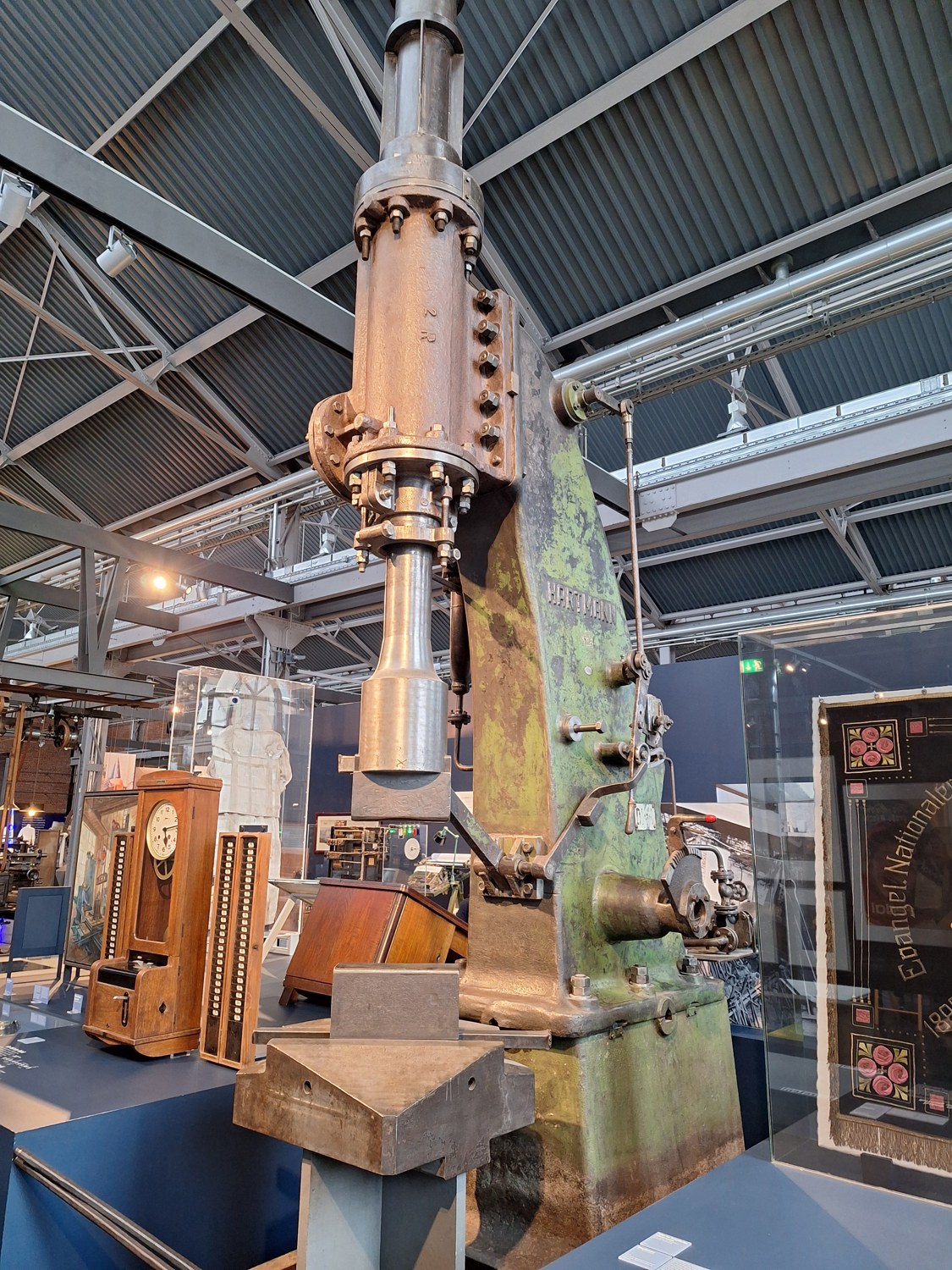 Historic steam hammer in the Chemnitz industrial museum